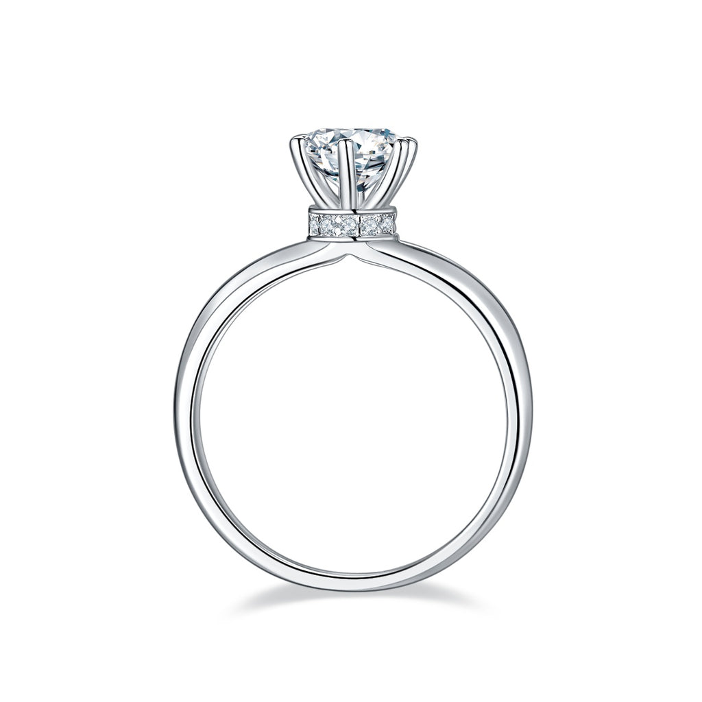 Minimalist Starlight - Set With 1-carat Top-quality Moissanite S925 Silver And Platinum-plated Diamond Wedding Ring. The Ring Can Be Inspected With A Diamond Pen