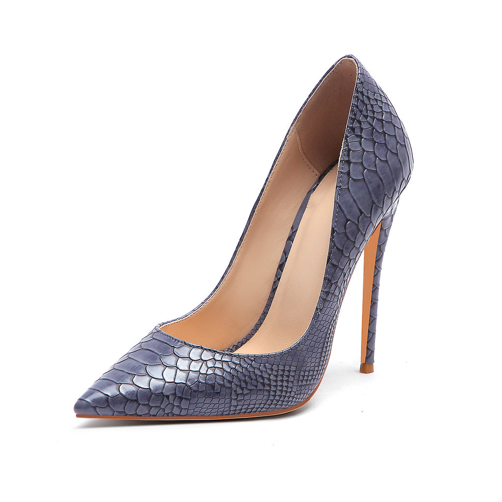 Women’s Snakeskin Pointed Toe Shoes Diamond Sadaf