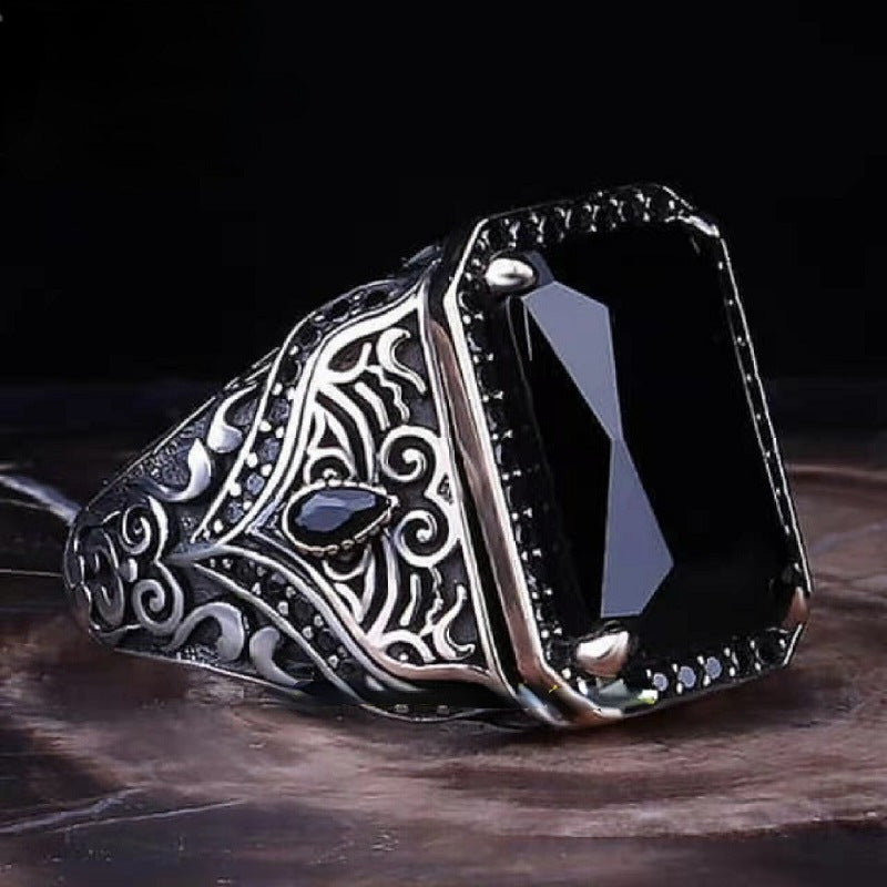 Black Flat Zircon Ring