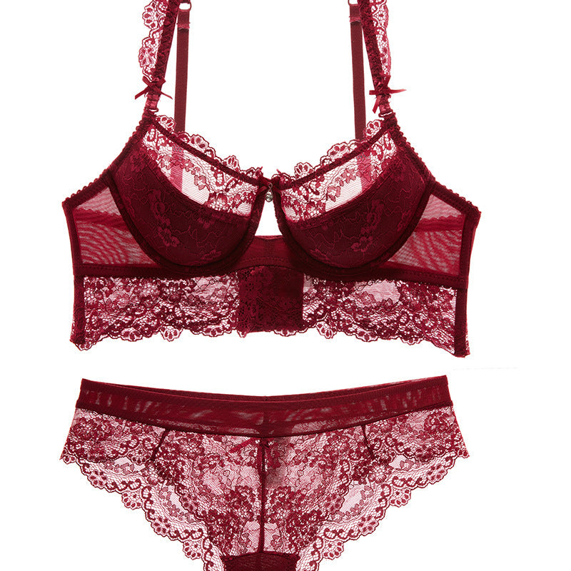 Bra Set Ultra-thin Red Black Lace