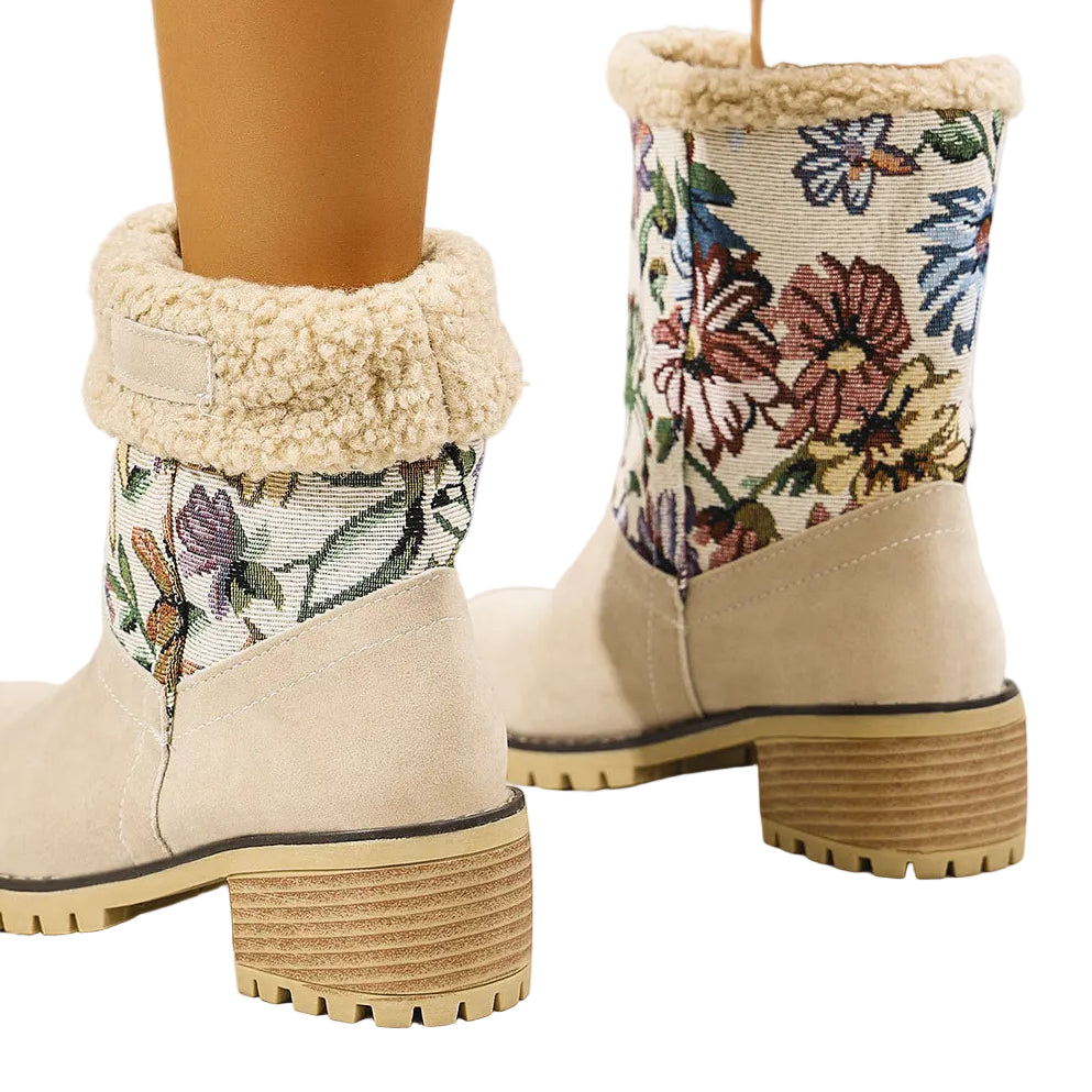 Flowers Embroidered Snow Boots