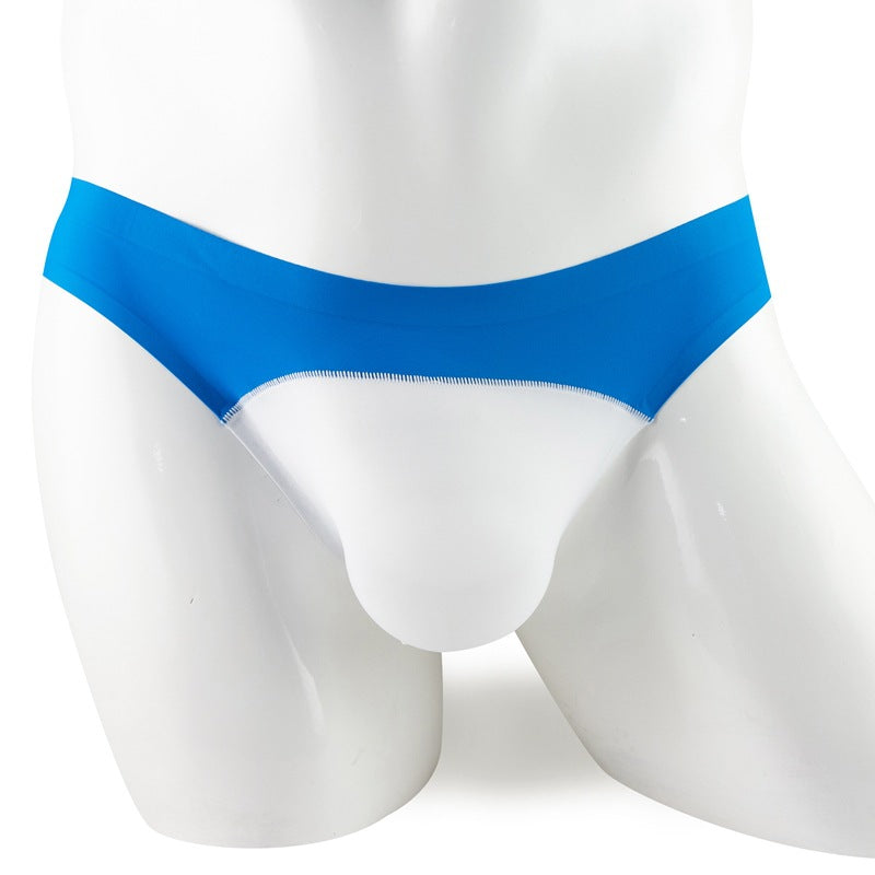 Men's Seamless Briefs Ice Silk Color Matching Low Waist Breathable