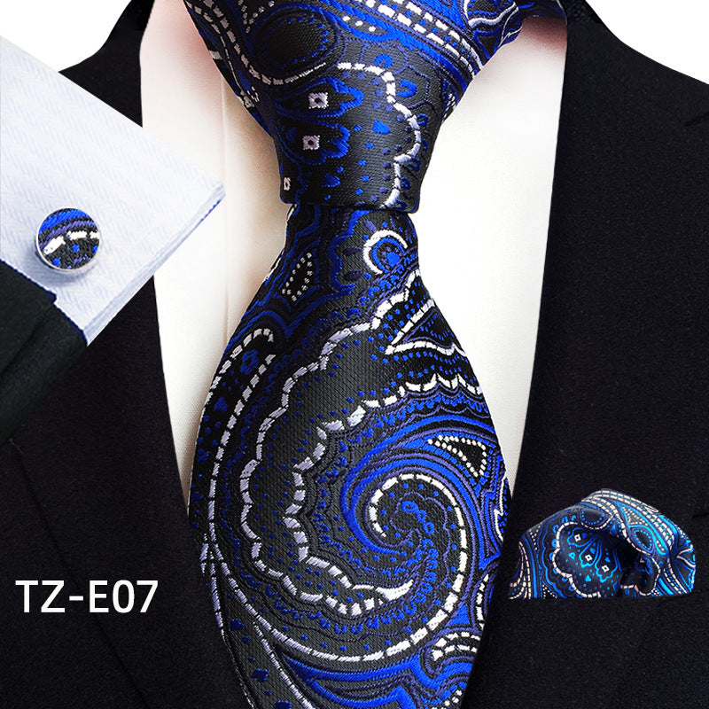 Paisley Tie Square Scarf Pocket Square Cufflinks Three-piece Set
