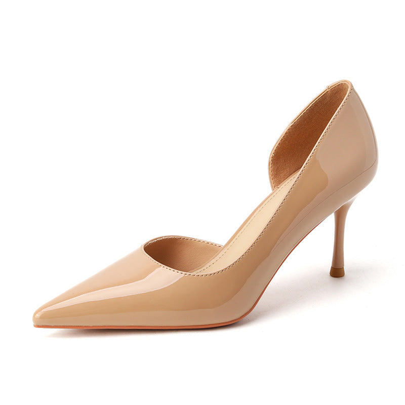 Korean Style Patent Leather High Heels | Diamond Sadaf