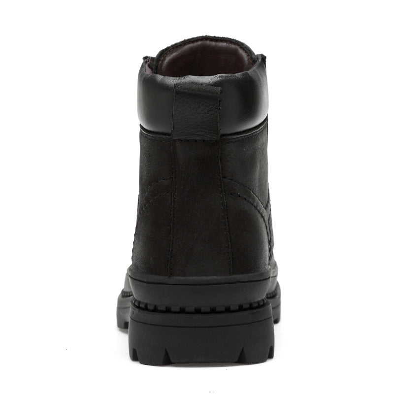 Leather high-top casual shoes