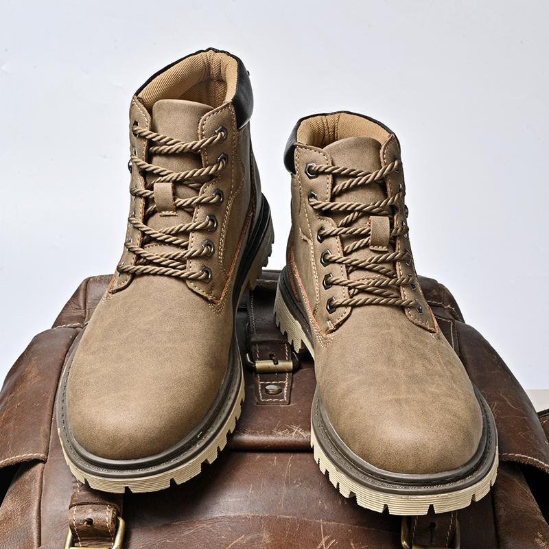 Leather Men's Shoes Mid-top Men's Casual Martin Boots