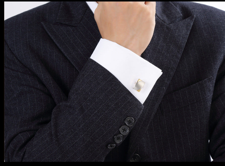 Gold two-tone brushed men's cufflinks