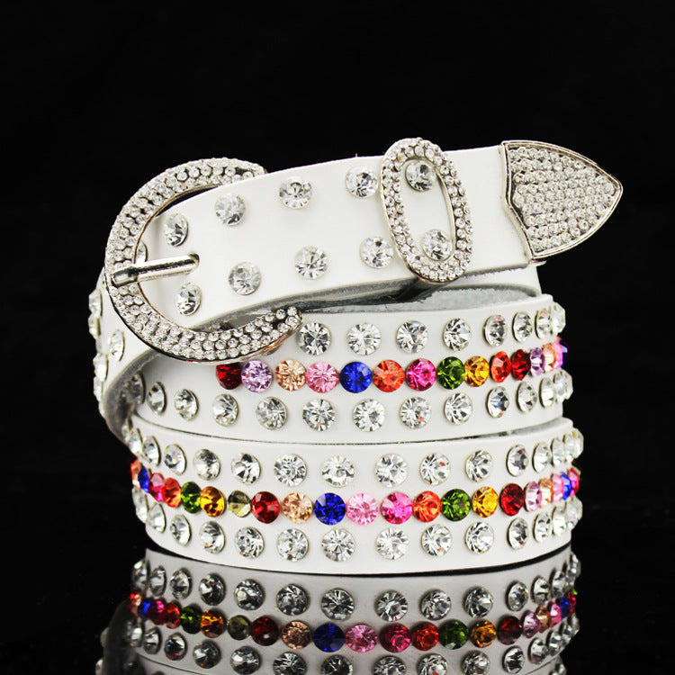 Leather Embellished With Rhinestones belt