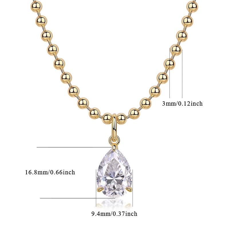 Wish Light Pear-Shaped Moissanite Necklace – S925 Silver Gold Plated