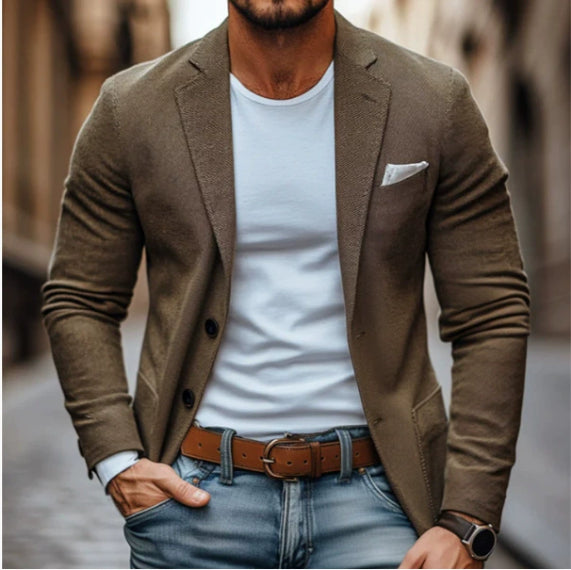 Casual Printed Double-button Suit Jacket