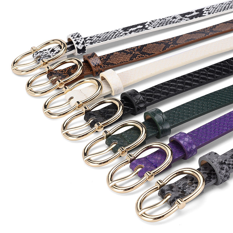 Versatile Snake Print Leather Belt