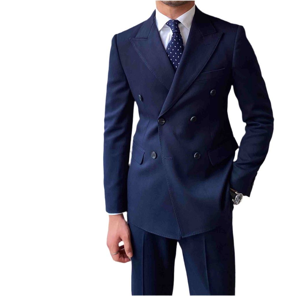 Men's Casual Business Pure Color Double Breasted Suit Jacket