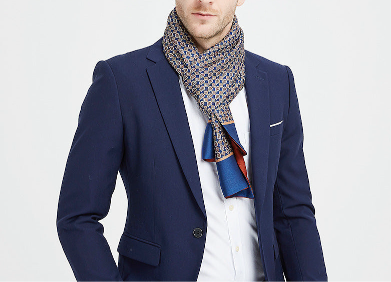 Double-sided Scarf Silk Men's Silk Scarf Long