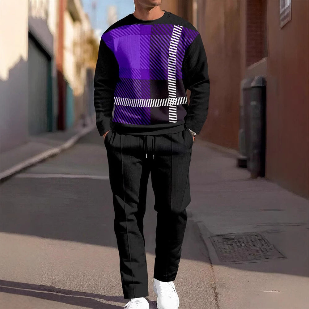 Casual Sporty Round Neck Sweatshirt And Pants Two-piece Set