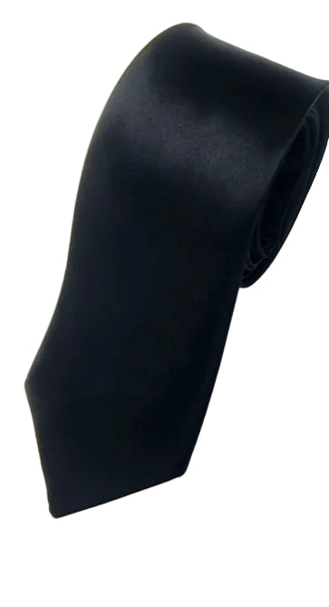 8cm Black Hand-tied Plain Suit Tie