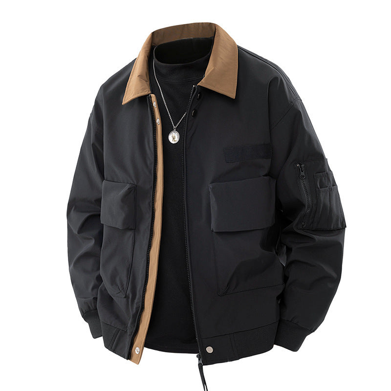 Retro Pilot Jacket Mens Workwear Lapel Jacket