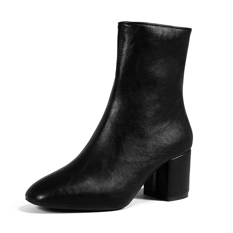 Chunky Heel Pointed Toe Boots