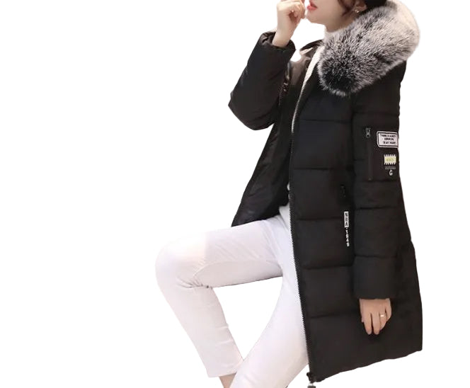 Slim thick cotton jacket large fur collar cotton suit