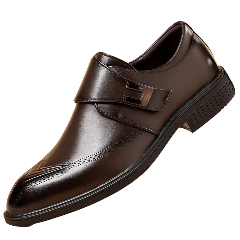 Leather Shoes Made From Full-Grain Cowhide With A Pipe-Shaped Toe