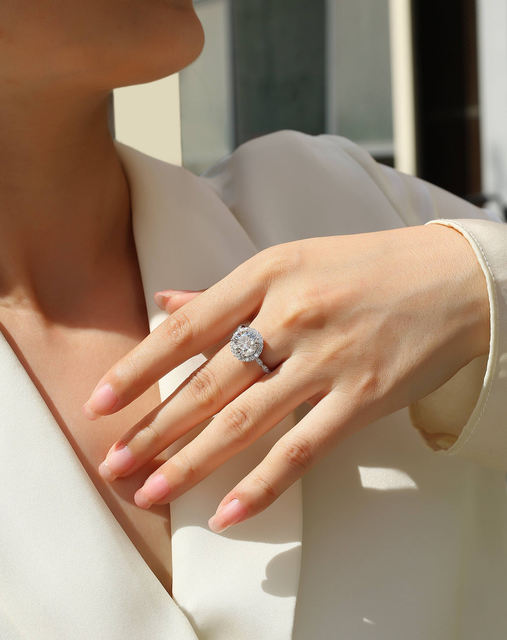 Star-studded - A Wedding Ring Set With Top-quality 3-carat Moissan S925 Silver And Platinum-plated Diamond. The Ring Can Be Inspected With A Diamond Pen