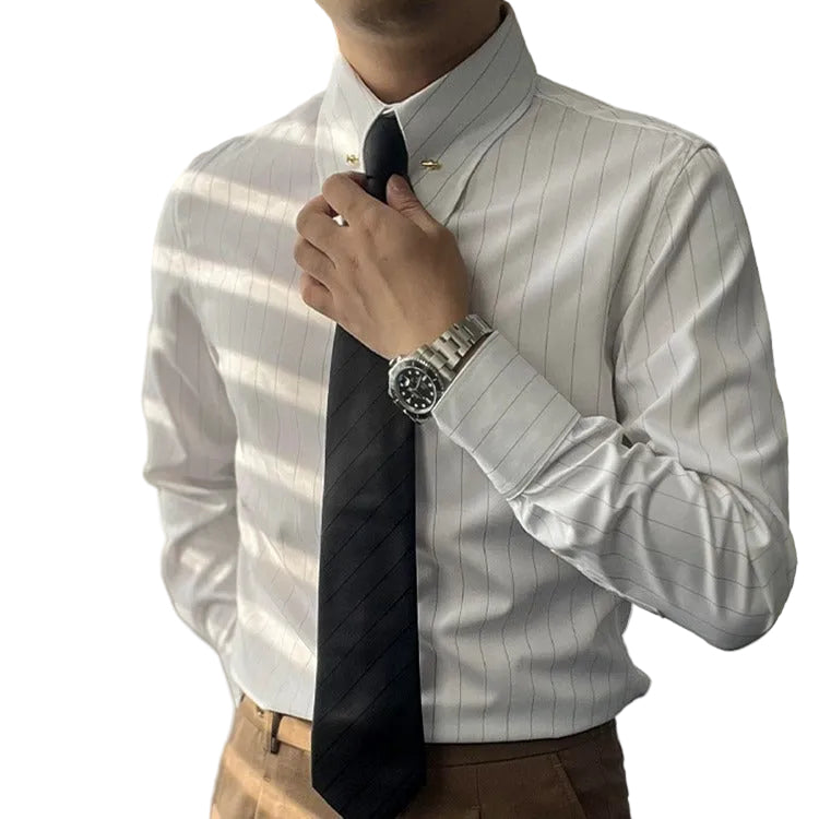 Men's Empire Collar Striped Shirt