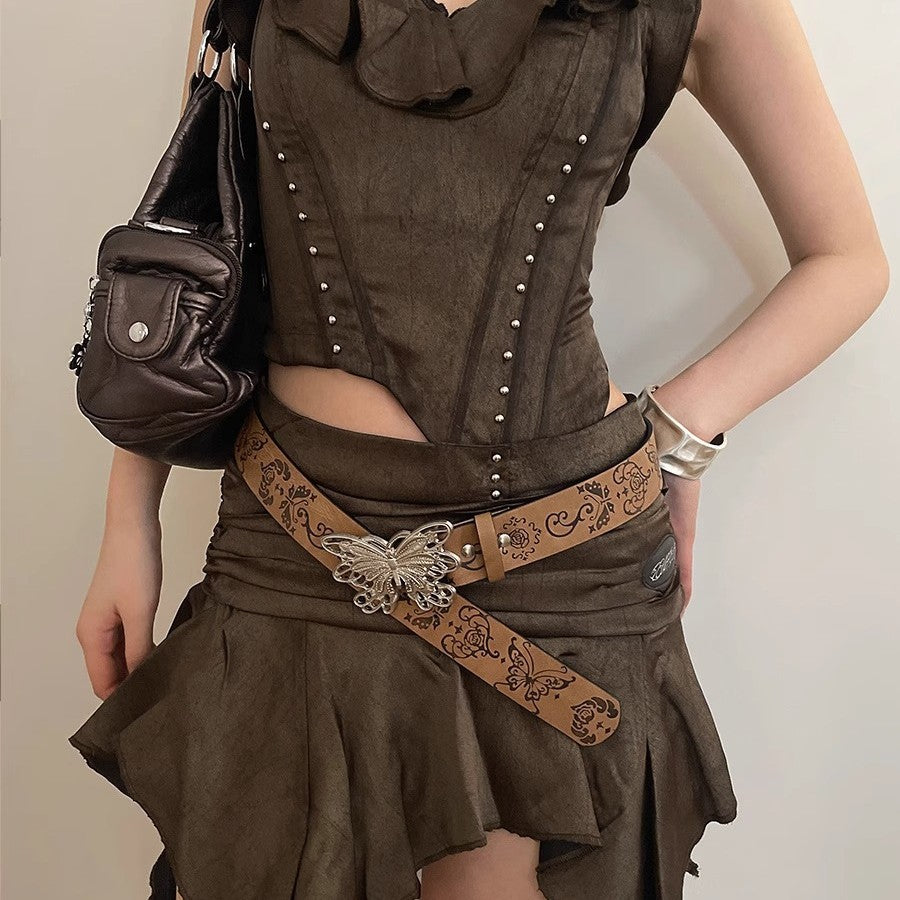 Metal Butterfly Belt With Skirt And Jeans