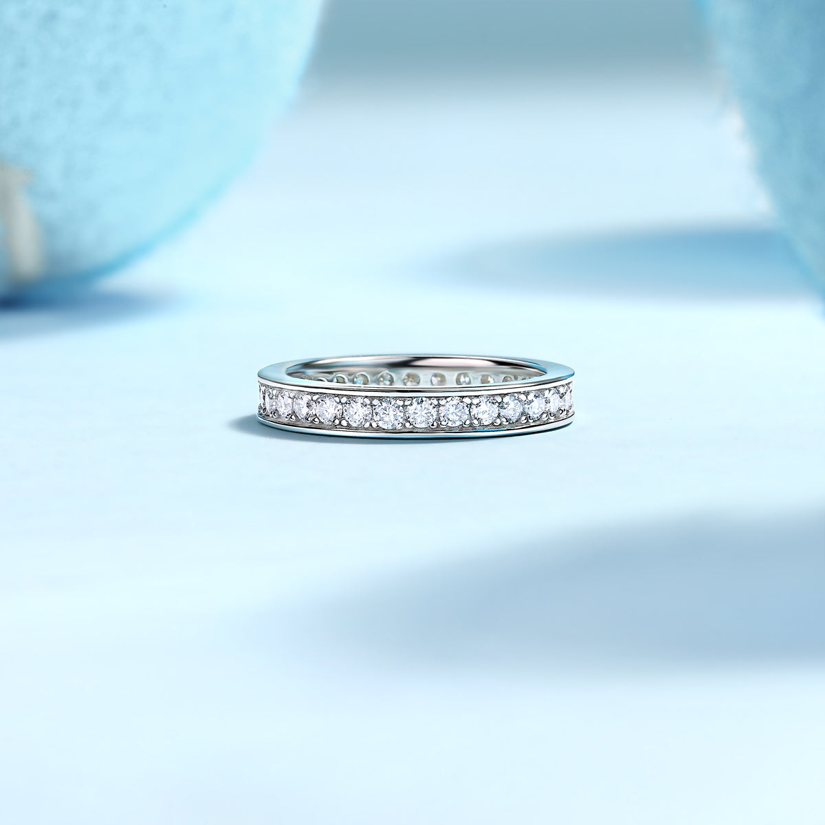 Trajectory - Set With Top-quality Moissanite S925 Silver And Platinum-plated Diamond Wedding Ring, The Ring Can Be Tested With A Diamond Pen In Gold And Rose Gold