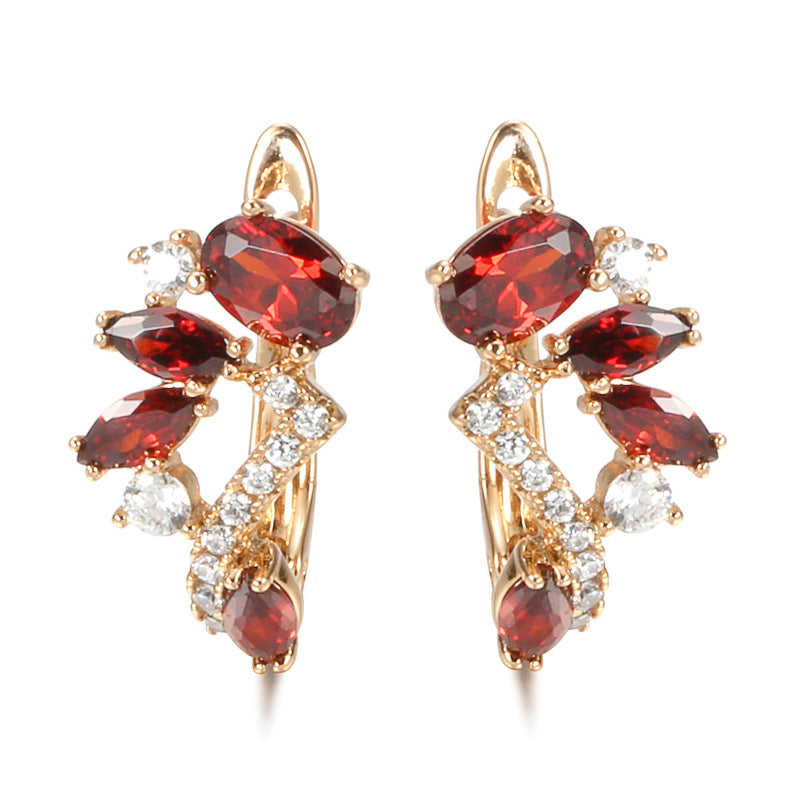 Women's Temperament Wild Copper Gold-plated Zircon Earrings