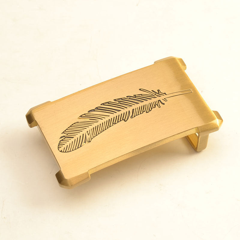 Pure Brass Belt Buckle Outer Wear Buckle Plate Pant Belt Buckle Accessories