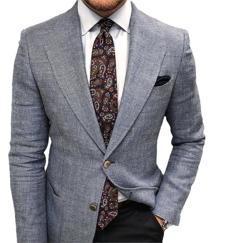 Printed Double Buckle Men's Plus Size Suit Coat