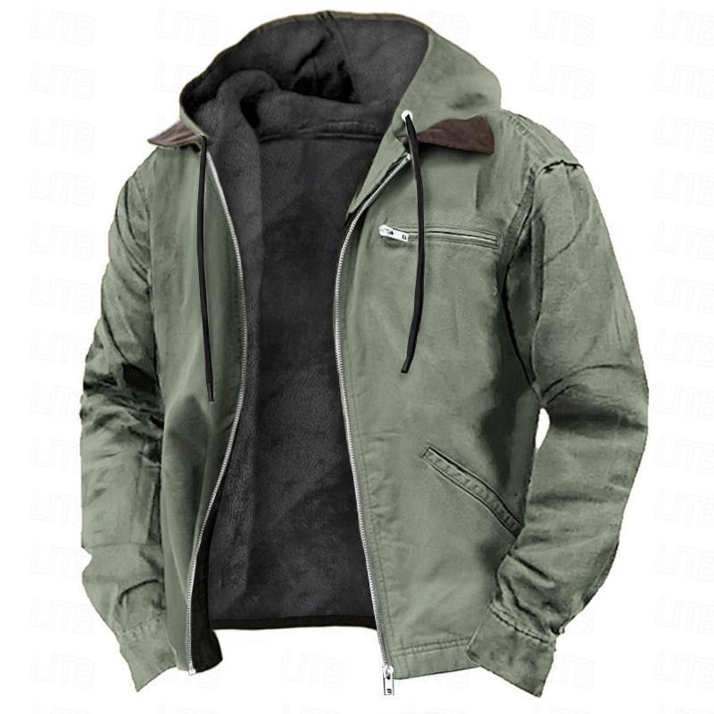 Men's Fleece-Lined Zip Pocket Jacket Coat