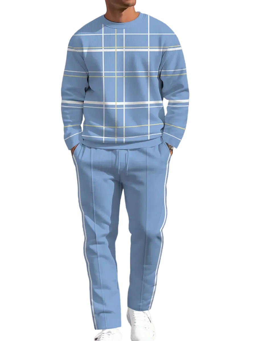 Men's 3D Digital Print Round Neck Loose Sweatshirt And Sweatpants Set