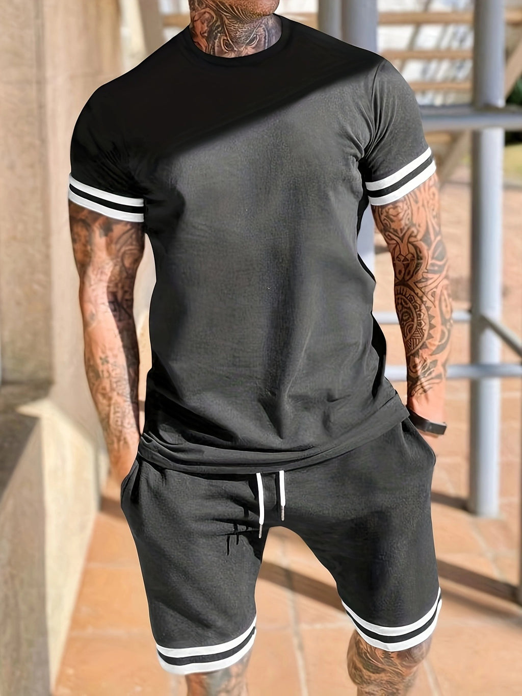 Men's Short-sleeved T-shirt Shorts Two-piece Set