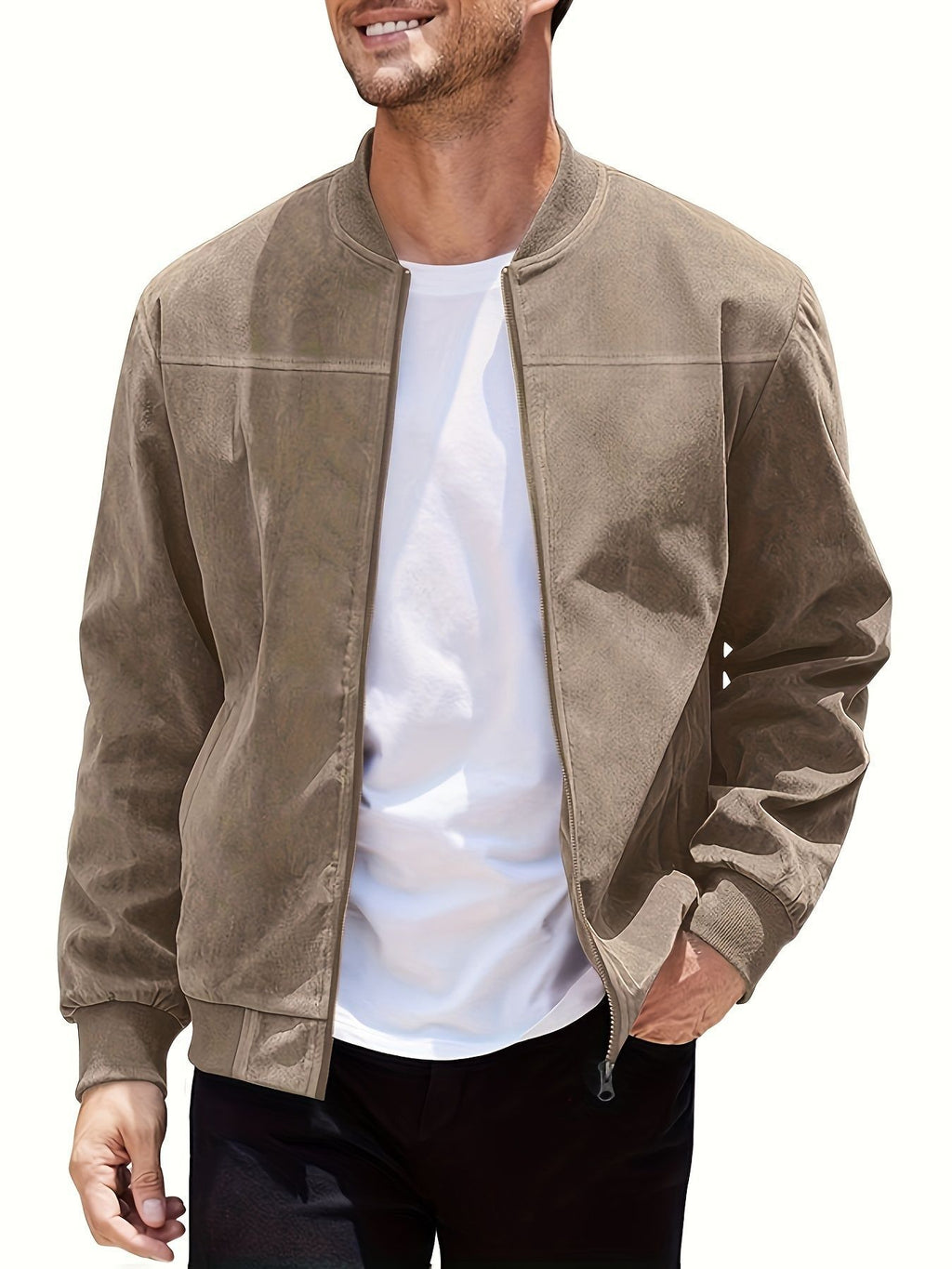 Casual Plus Size Suede Zipper Jacket