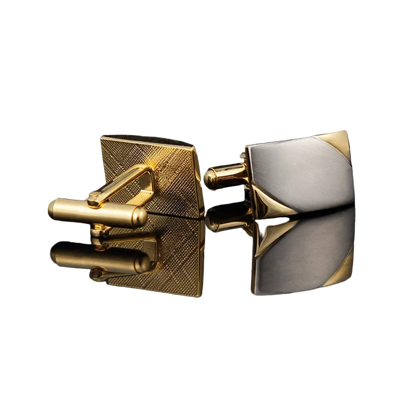 Gold two-tone brushed men's cufflinks
