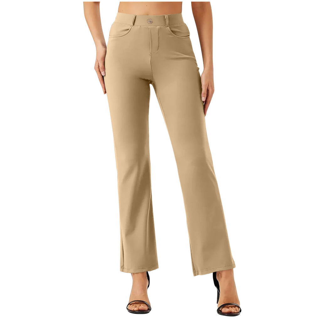 Elastic Waist Work Office Straight-leg Trousers
