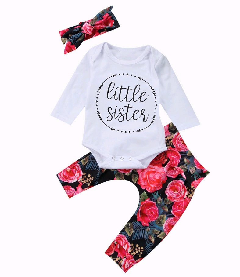 Baby Cotton Long-sleeved Color Hair Band Three-piece Suit