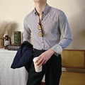 Slim Fitting Coffee Striped Shirt