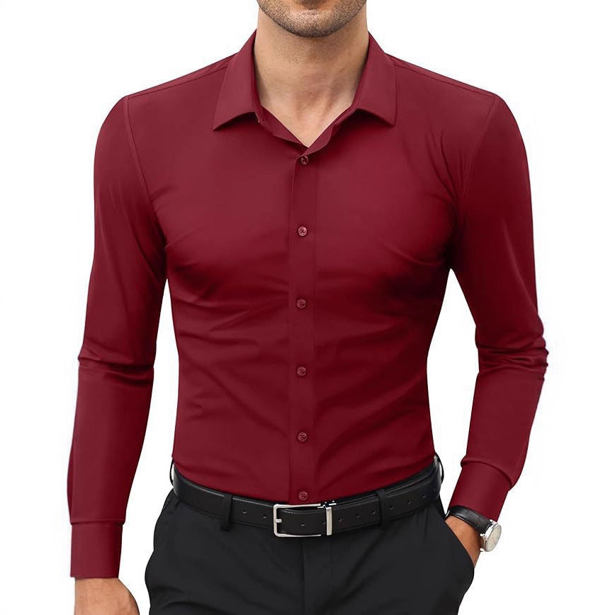 Mens Slim-Fit Solid-Color Work Shirt