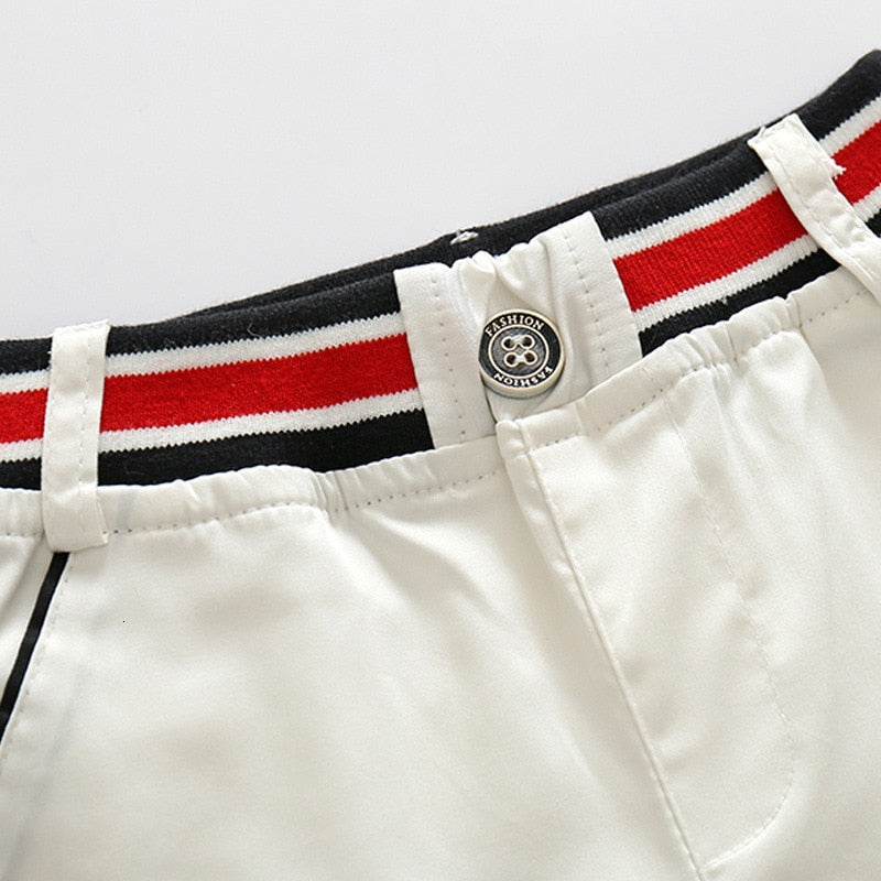 Short sleeve T-shirt white pants  suit