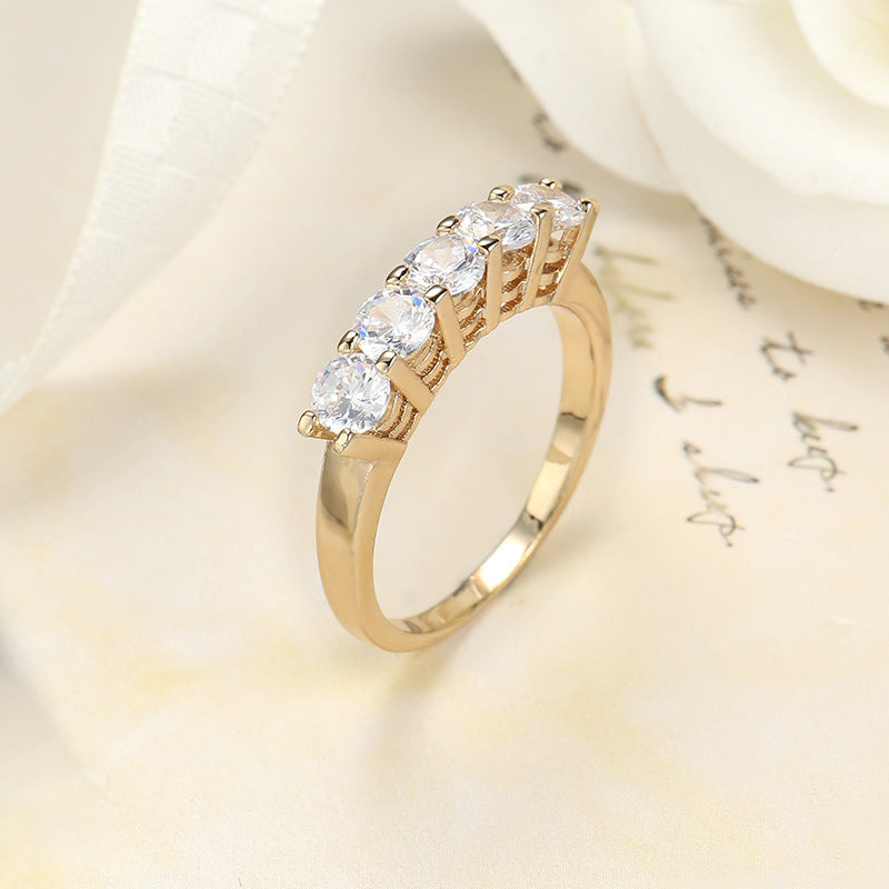 Gold-Plated White Zircon Ring