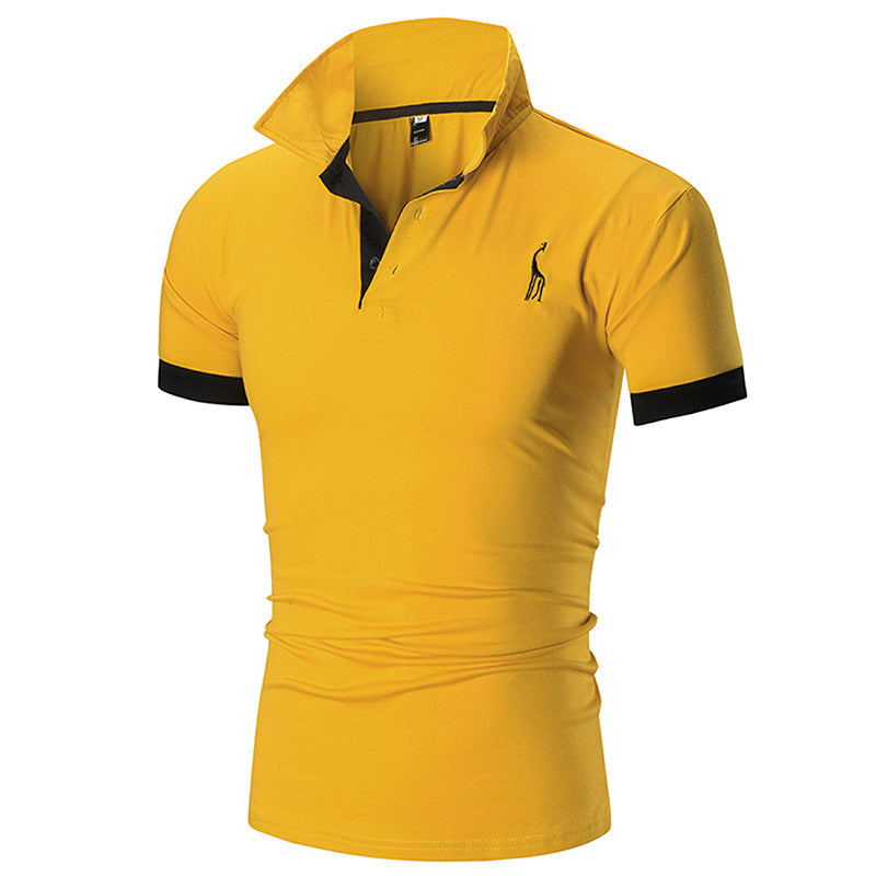 Men Short sleeve embroidery fawn sport shirt