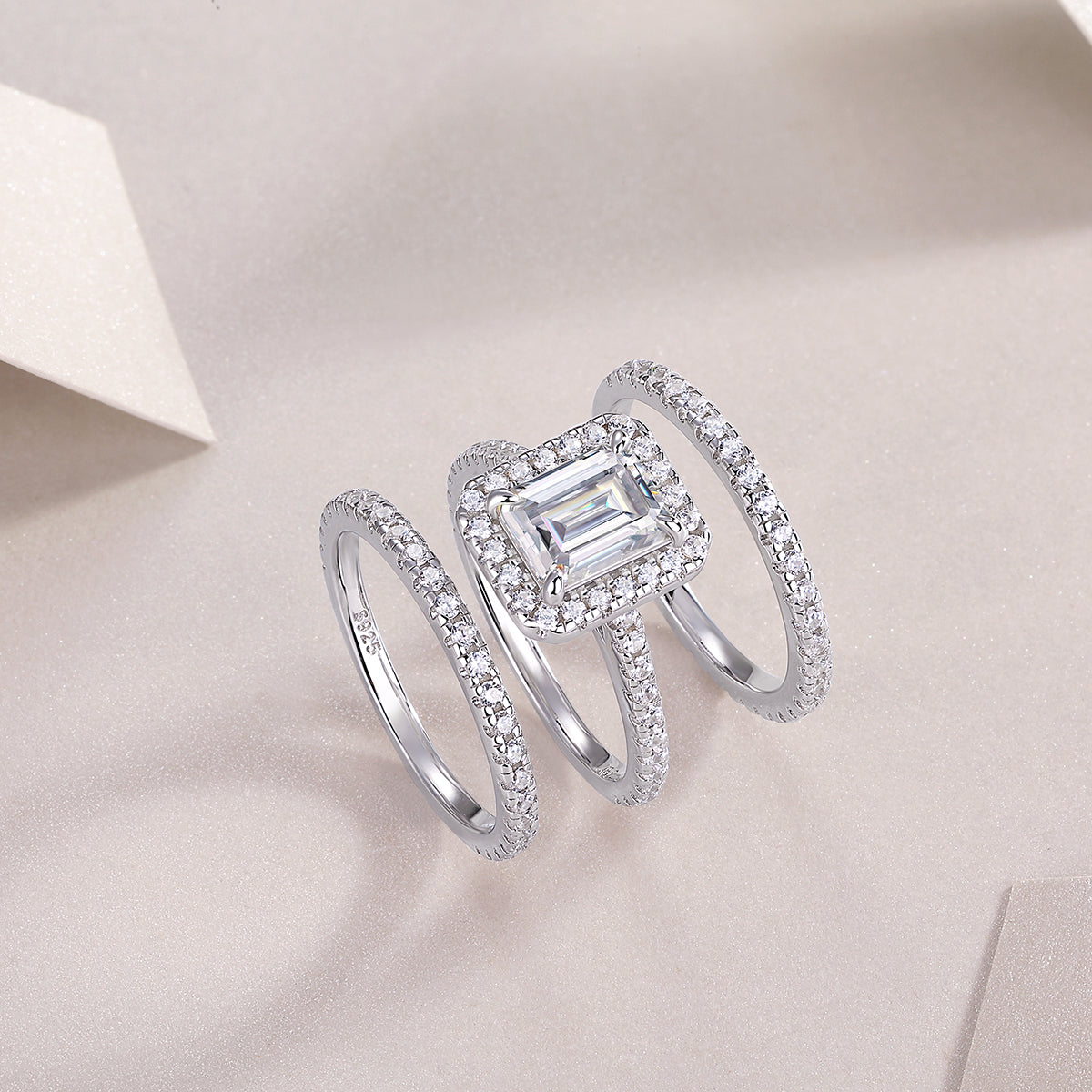 Simple And Elegant - Set With Top-quality Moissanite S925, Silver And Platinum-plated Diamond Wedding Ring. The Ring Can Be Inspected With A Diamond Pen