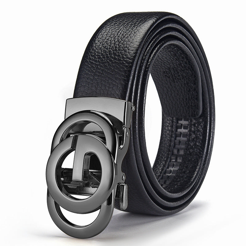 Embossed Hollow-out Genuine Leather Belt
