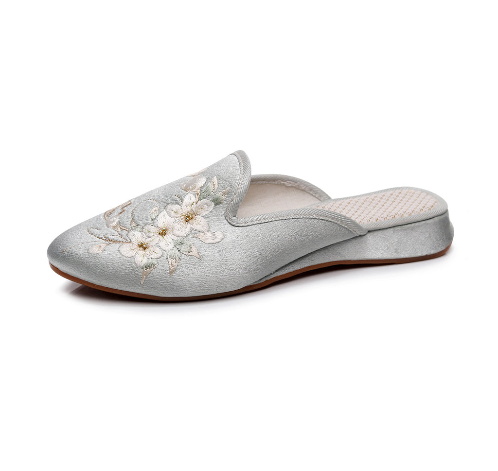 Women's Mercerizing Satin-surface Embroidered Slippers