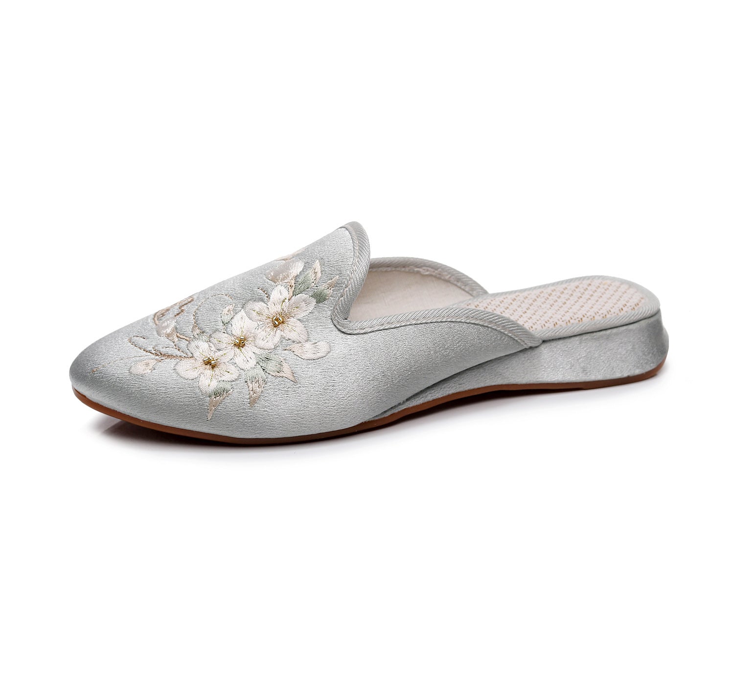Women's Mercerizing Satin-surface Embroidered Slippers