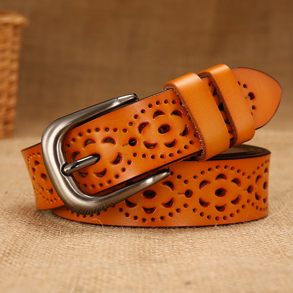 hollow leather belt