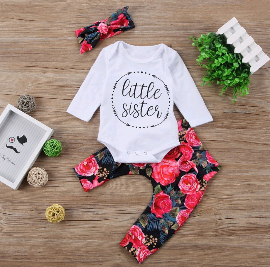 Baby Cotton Long-sleeved Color Hair Band Three-piece Suit
