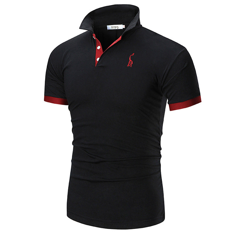 Men Short sleeve embroidery fawn sport shirt