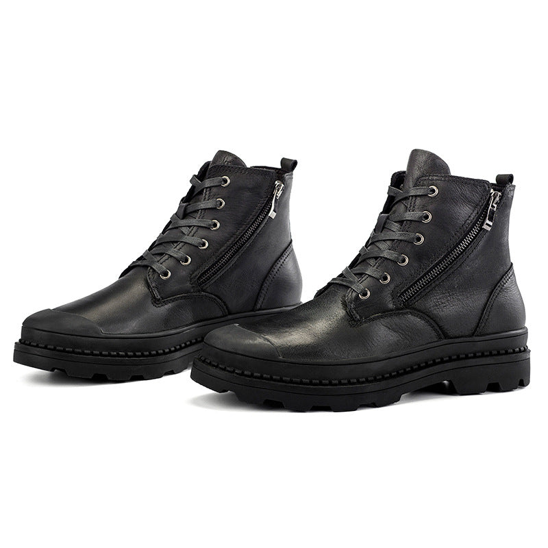 Winter leather Martin boots plus velvet non-slip breathable men's shoes